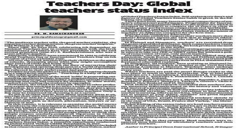 Teachers Day Special Article by DIS Principal