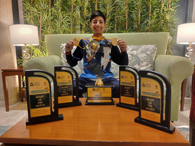 Mir Hayyan Parveez emerged as Player of the Tournament in CBSE National Under-14 Cricket Tournament